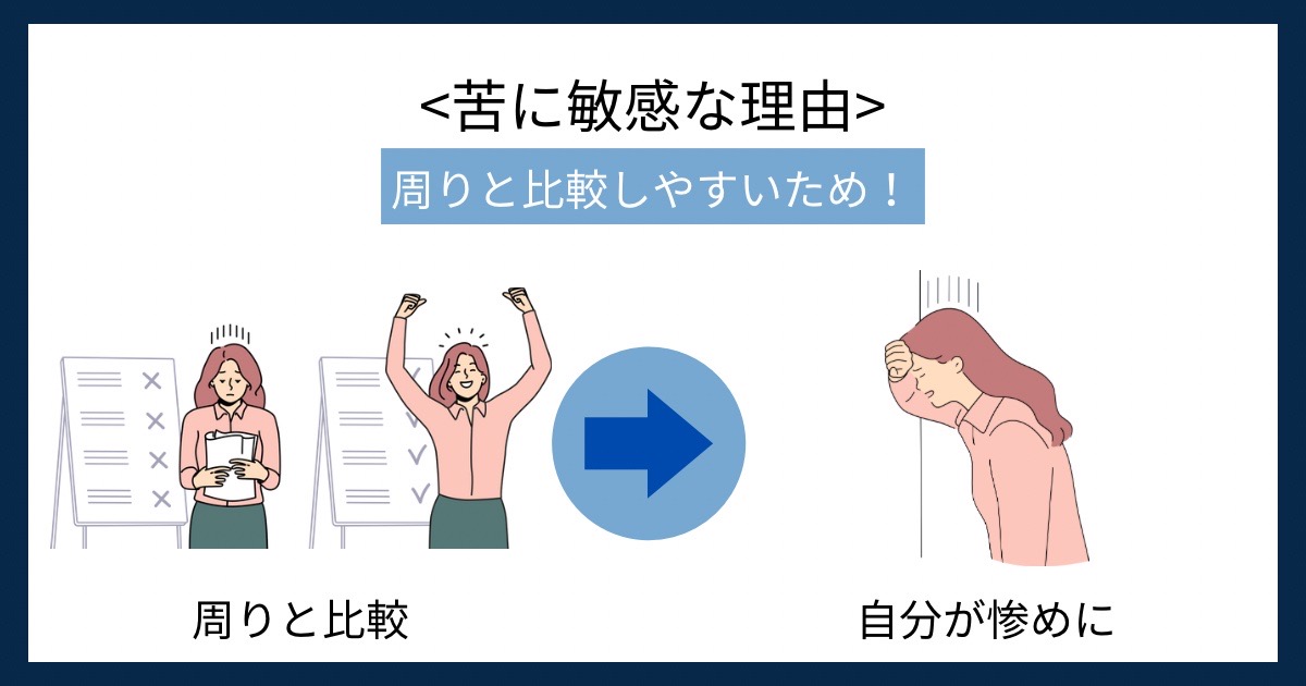 苦に敏感な理由の画像